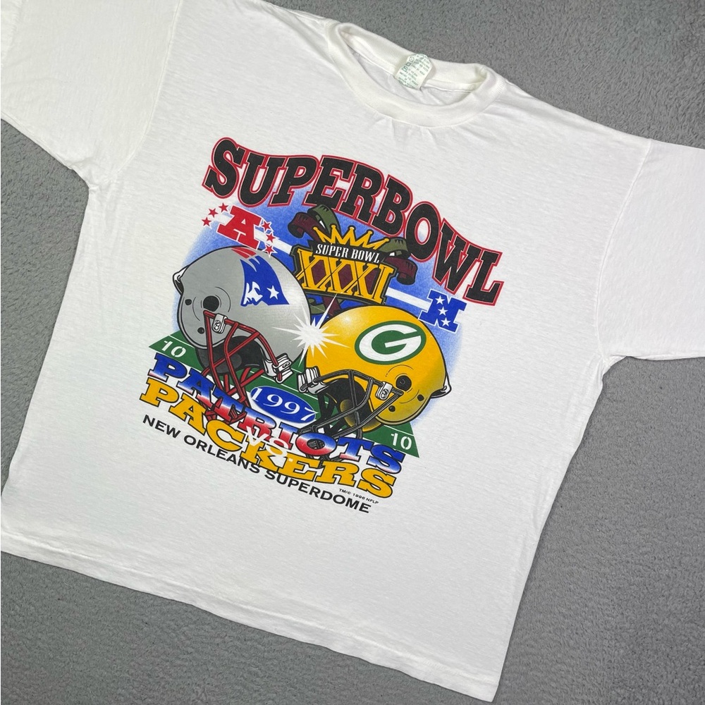 Vintage 1997 Patriots‎ Vs Green Bay Packers Superbowl T-shirt